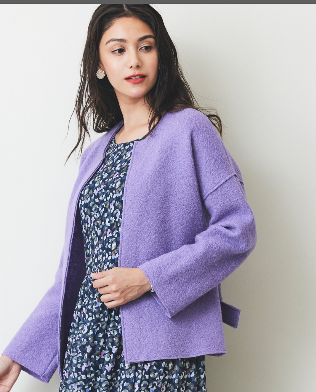 ミ*ス様 Christian Dior ガウンコート パープル 値下げ交渉あり 古着 80s Canada製 Christian Dior ワンポイント ベロア ベルべット