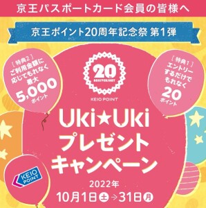 京王ポイント ２０ 周年記念祭 第 １ 弾 Uki ★ Uki プレゼントキャンペーン