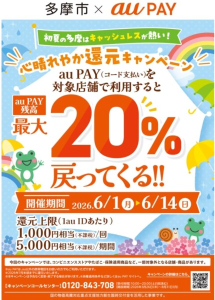 多摩市×au PAY　心晴れやか還元キャンペーン