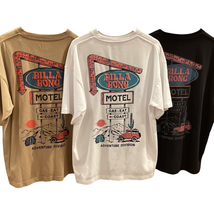 【BILLABONG】夏のアウトドアに最適！高機能Tシャツ「MOTEL SIGN」が入荷！｜ムラサキスポーツ 聖蹟桜ヶ丘店