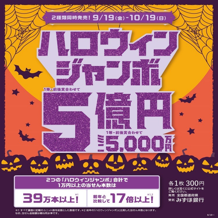 ハロウィンジャンボ宝くじ発売！